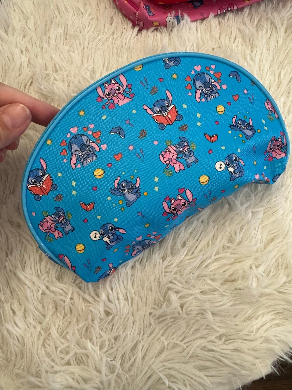 Stitch and Angel  make up bag pencil case zipper blue cute
